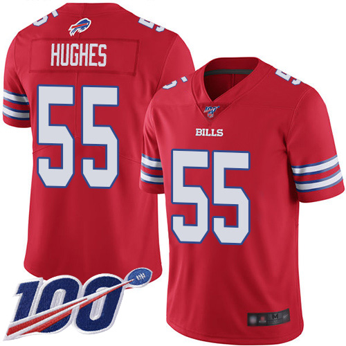 Men Buffalo Bills #55 Jerry Hughes Limited Red Rush Vapor Untouchable 100th Season NFL Jersey